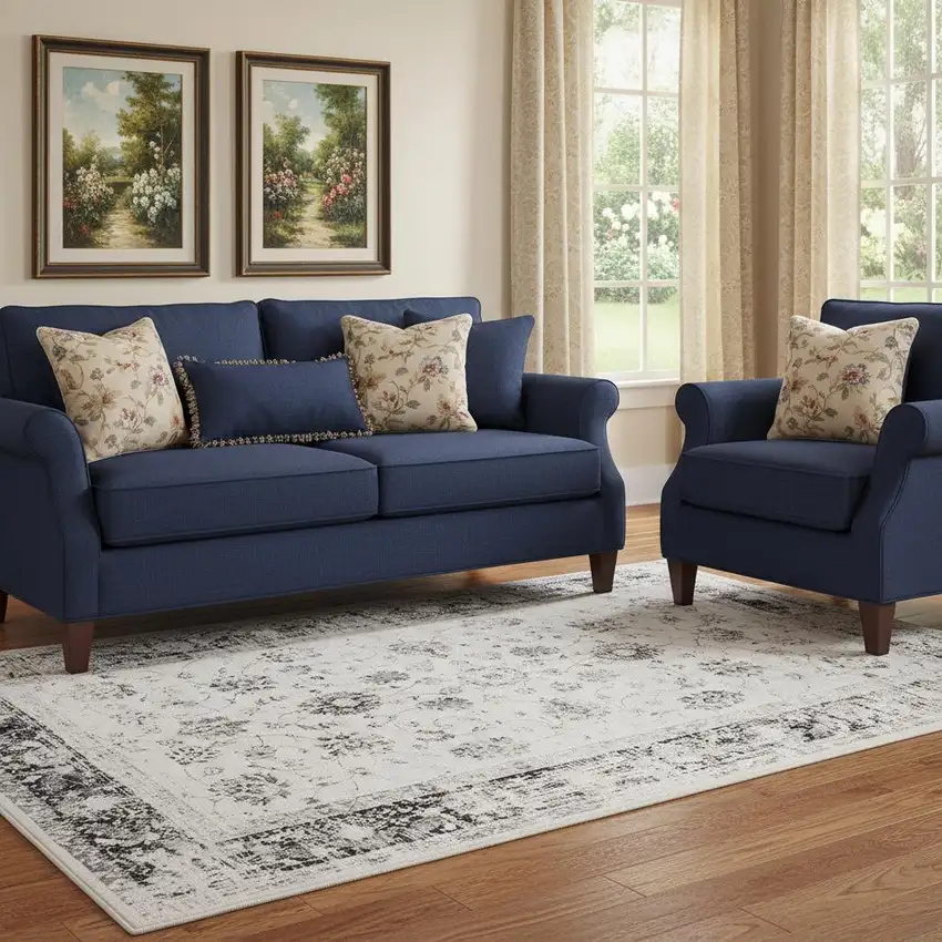 Dark Gray And Light Gray Oriental Distressed Washable Area Rug Photo 1