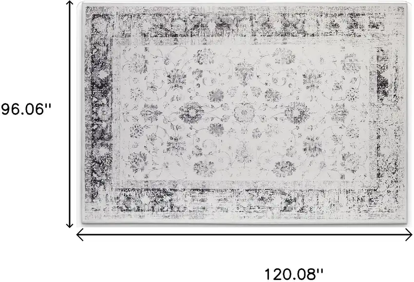 Dark Gray And Light Gray Oriental Distressed Washable Area Rug Photo 7