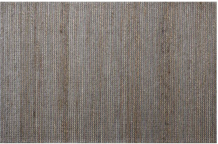 Dark Gray And Natural Jute Striped Hand Woven Square Rug Photo 2