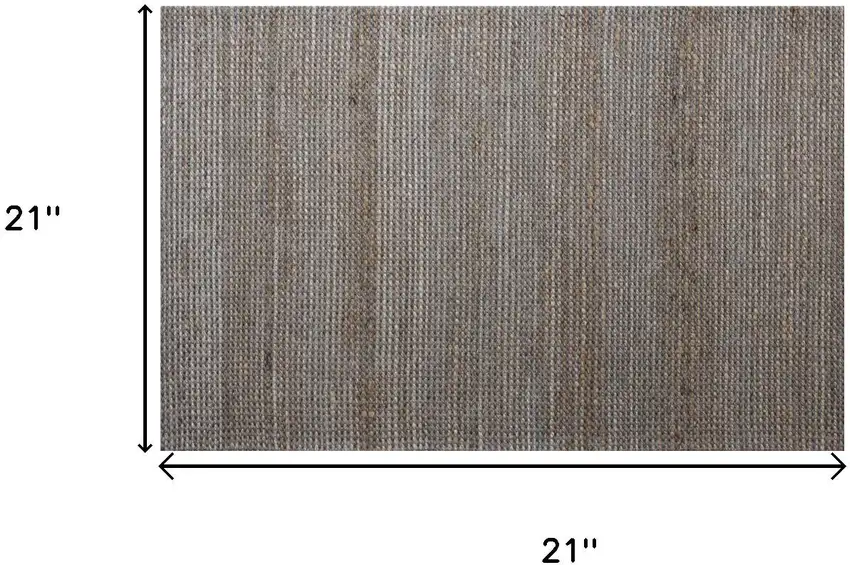 Dark Gray And Natural Jute Striped Hand Woven Square Rug Photo 3