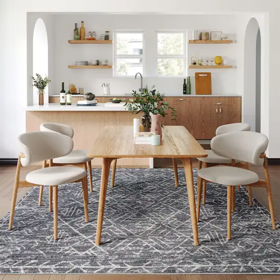 Dark Gray And Off White Tribal Distressed Area Rug Photo 7