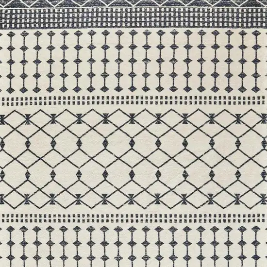 Dark Gray And White Geometric Distressed Washable Area Rug Photo 4