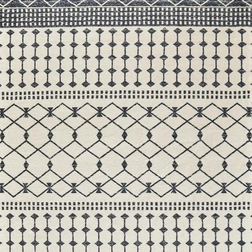 Dark Gray And White Geometric Distressed Washable Area Rug Photo 4