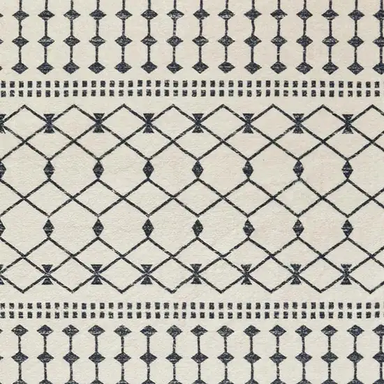 Dark Gray And White Geometric Distressed Washable Area Rug Photo 3