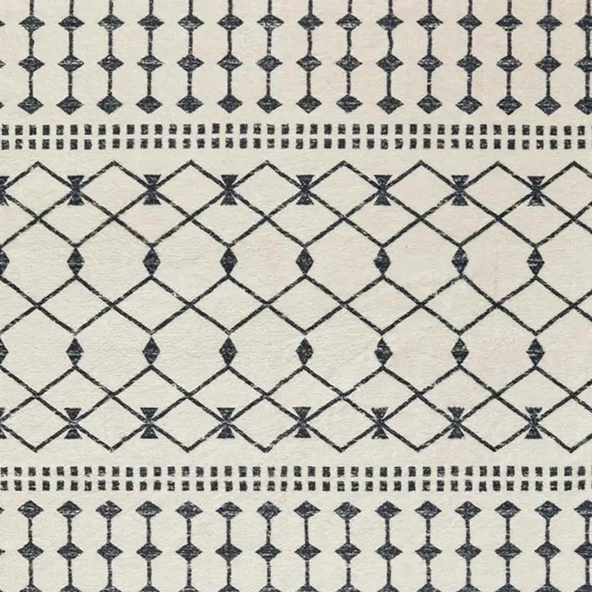 Dark Gray And White Geometric Distressed Washable Area Rug Photo 3