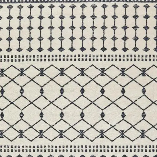 Dark Gray And White Geometric Distressed Washable Area Rug Photo 8