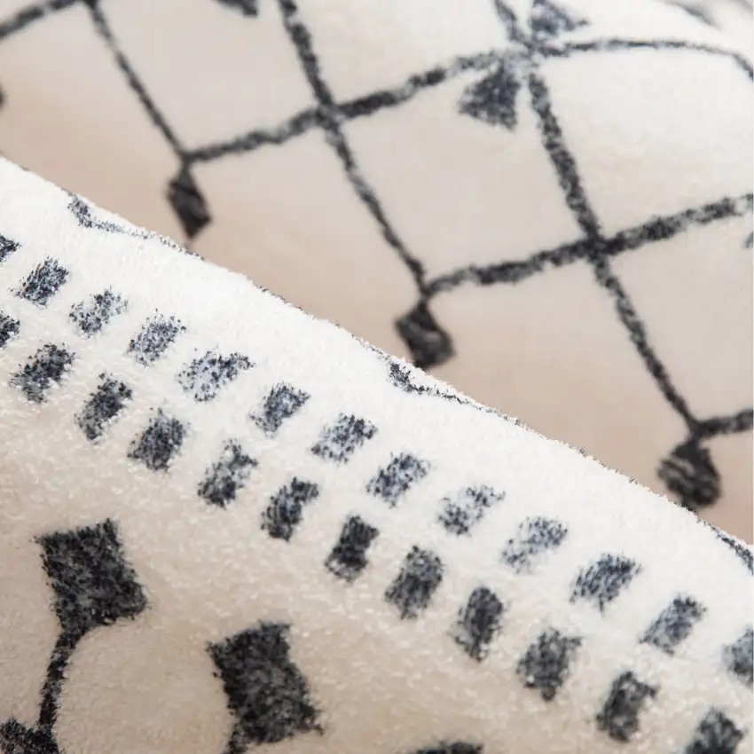 Dark Gray And White Geometric Distressed Washable Area Rug Photo 9