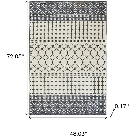 Dark Gray And White Geometric Distressed Washable Area Rug Photo 8