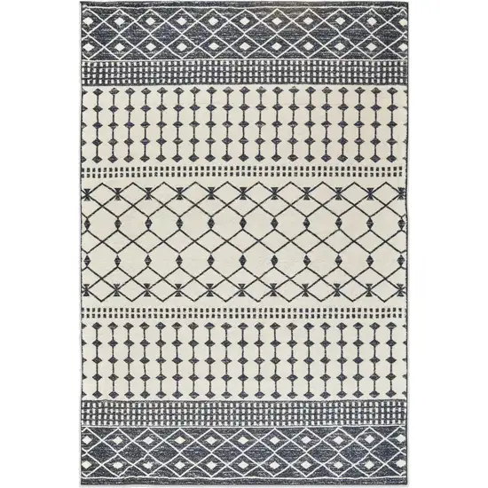 Dark Gray And White Geometric Distressed Washable Area Rug Photo 2
