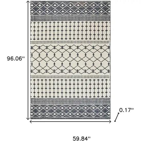 Dark Gray And White Geometric Distressed Washable Area Rug Photo 7