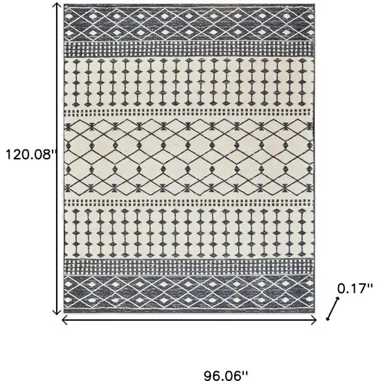 Dark Gray And White Geometric Distressed Washable Area Rug Photo 7