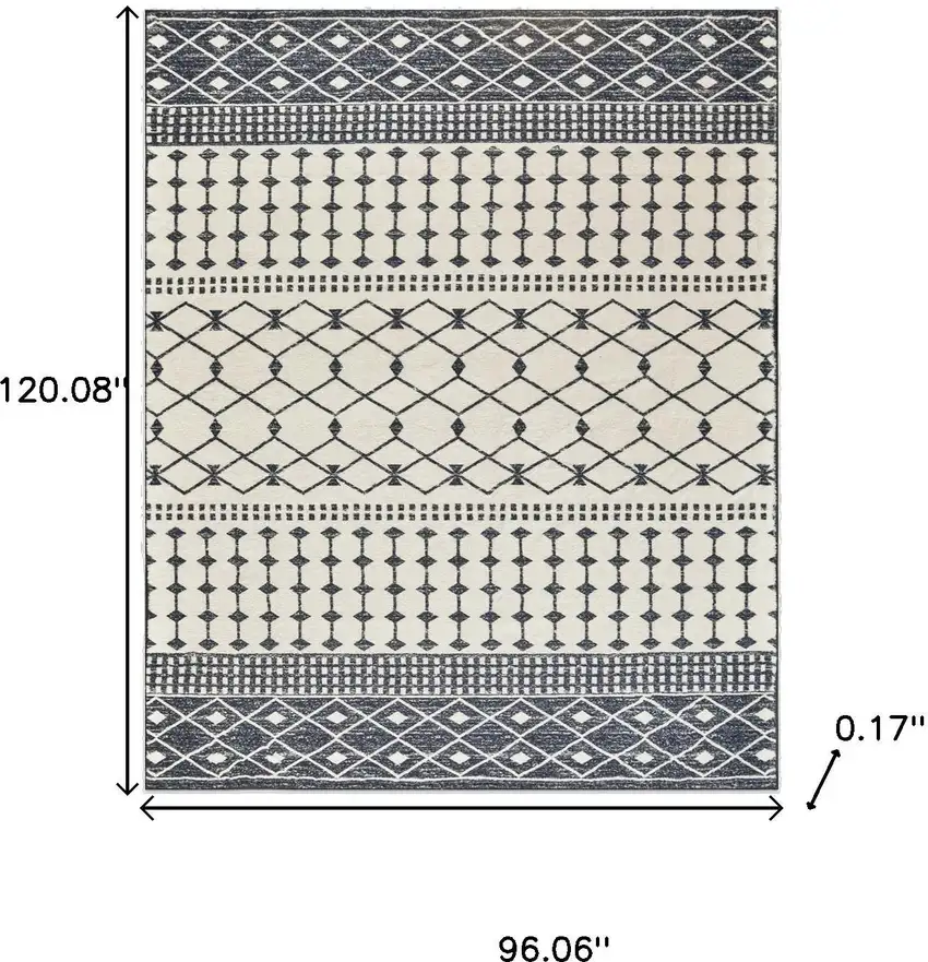 Dark Gray And White Geometric Distressed Washable Area Rug Photo 7