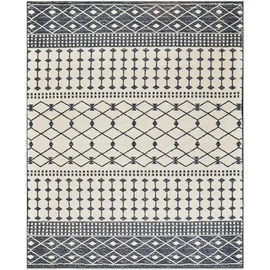 Dark Gray And White Geometric Distressed Washable Area Rug Photo 2