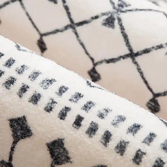 Dark Gray And White Geometric Distressed Washable Area Rug Photo 6