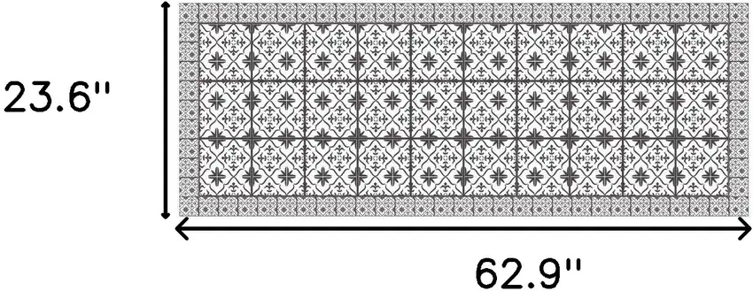 Dark Gray And White Tile Printed Vinyl Area Rug with UV Protection Photo 8