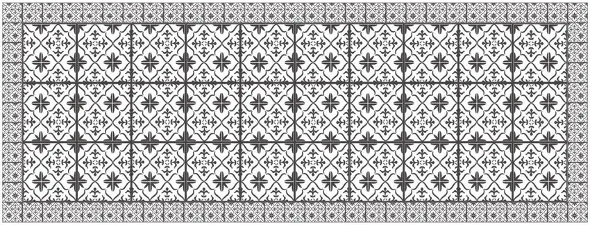 Dark Gray And White Tile Printed Vinyl Area Rug with UV Protection Photo 1