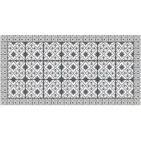 Photo of Dark Gray And White Tile Printed Vinyl Area Rug with UV Protection