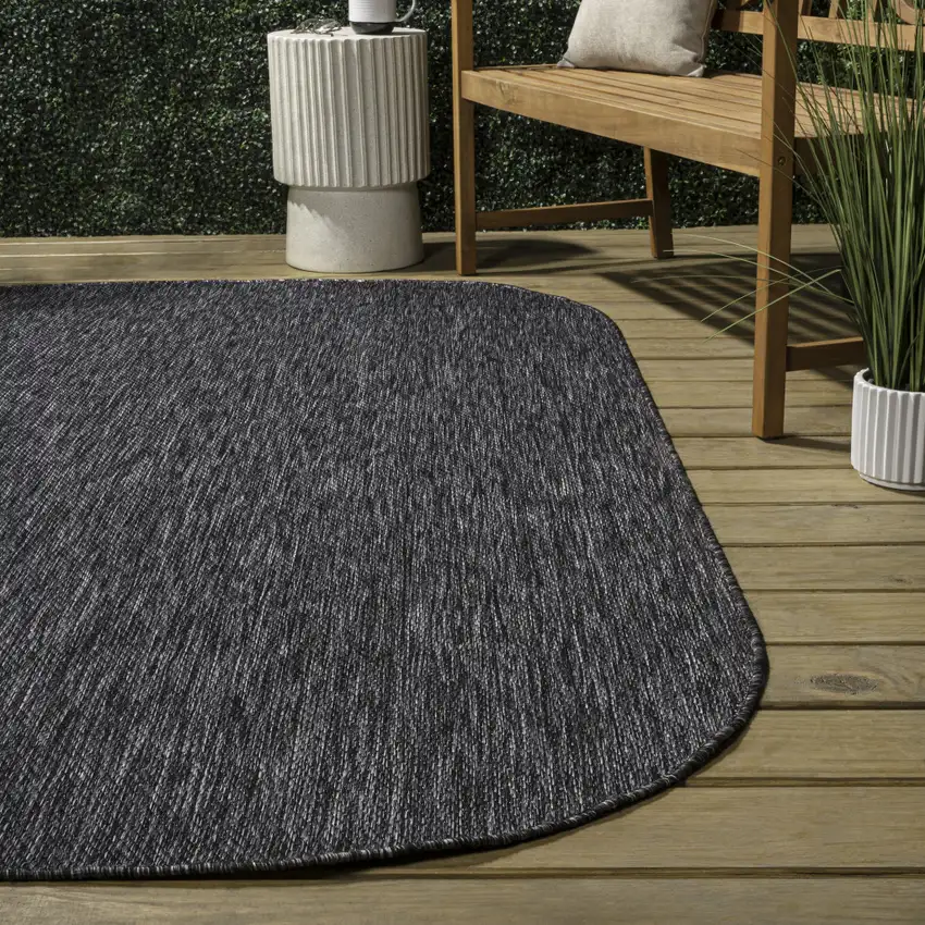 Dark Gray Indoor Outdoor Area Rug Photo 6