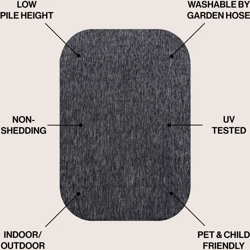 Dark Gray Indoor Outdoor Area Rug Photo 9