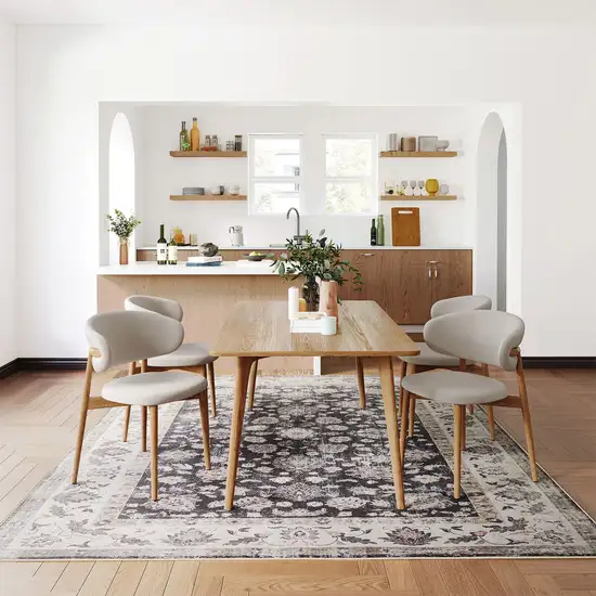 Dark Gray Light Gray And Ivory Oriental Distressed Washable Area Rug Photo 7