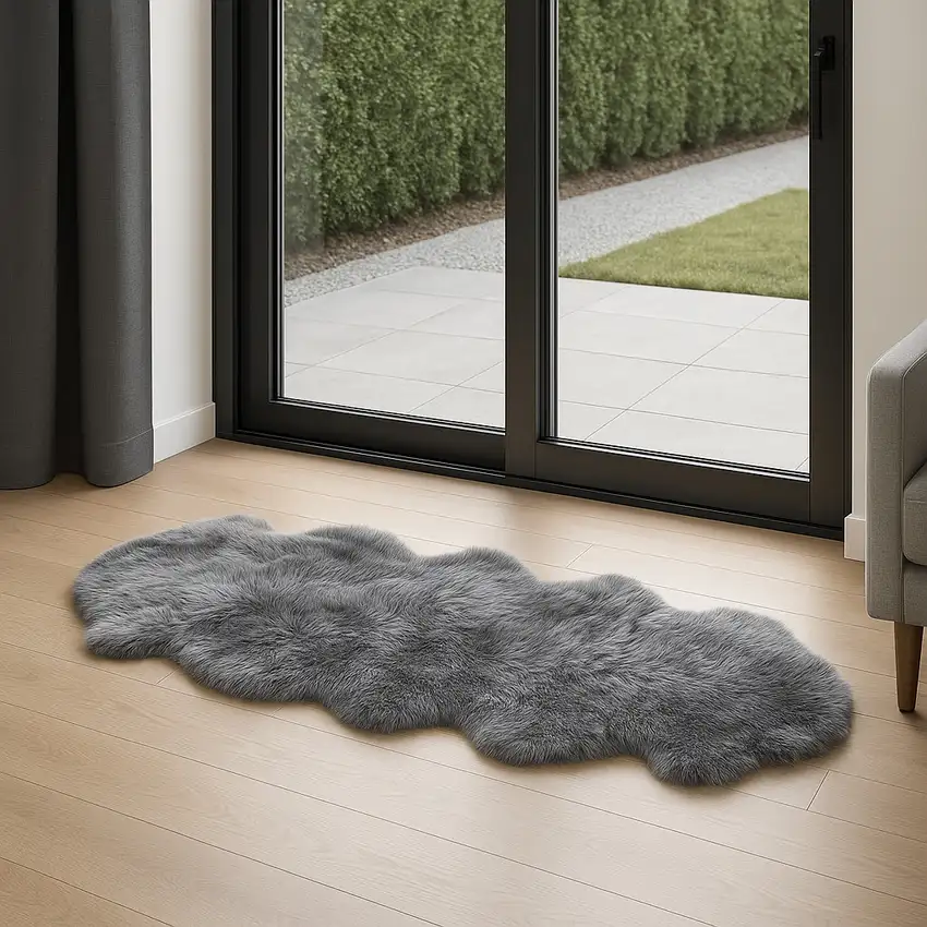 Dark Gray New Zealand Lambs Wool Handmade Area Rug Photo 1