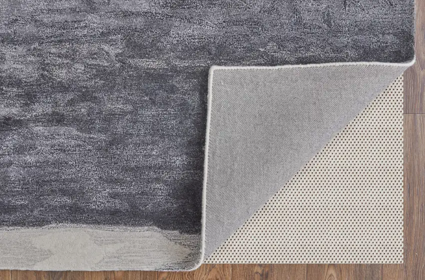Dark Gray and Ivory Abstract Hand Tufted Area Rug Photo 7