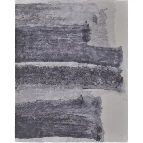 Dark Gray and Ivory Abstract Hand Tufted Area Rug Photo 6