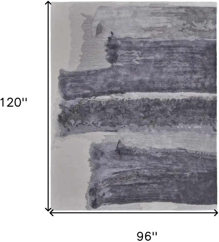 Dark Gray and Ivory Abstract Hand Tufted Area Rug Photo 3