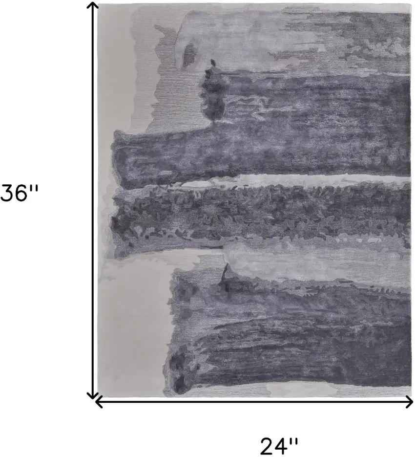 Dark Gray and Ivory Abstract Hand Tufted Area Rug Photo 3