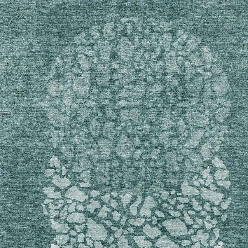 Dark Green Aqua And Ivory Abstract Washable Indoor Outdoor Area Rug Photo 5