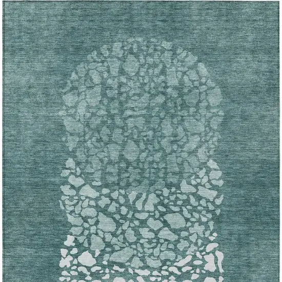 Dark Green Aqua And Ivory Abstract Washable Indoor Outdoor Area Rug Photo 6