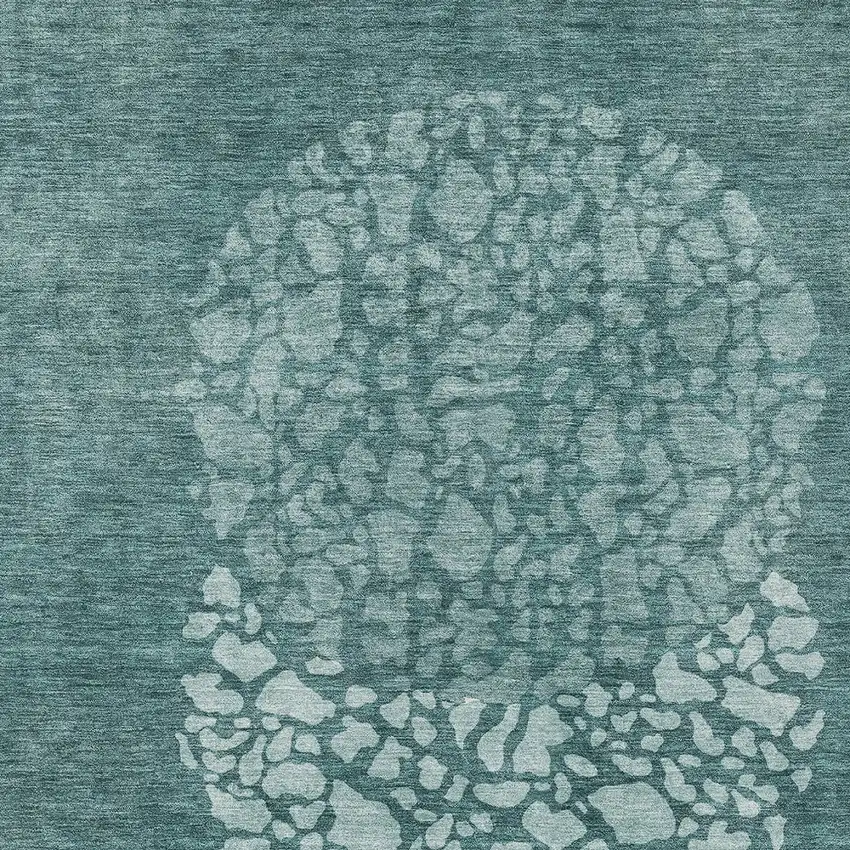 Dark Green Aqua And Ivory Abstract Washable Indoor Outdoor Area Rug Photo 5