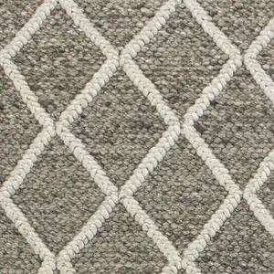 Photo of Dark Grey Hand Woven Diamond Pattern Indoor Area Rug