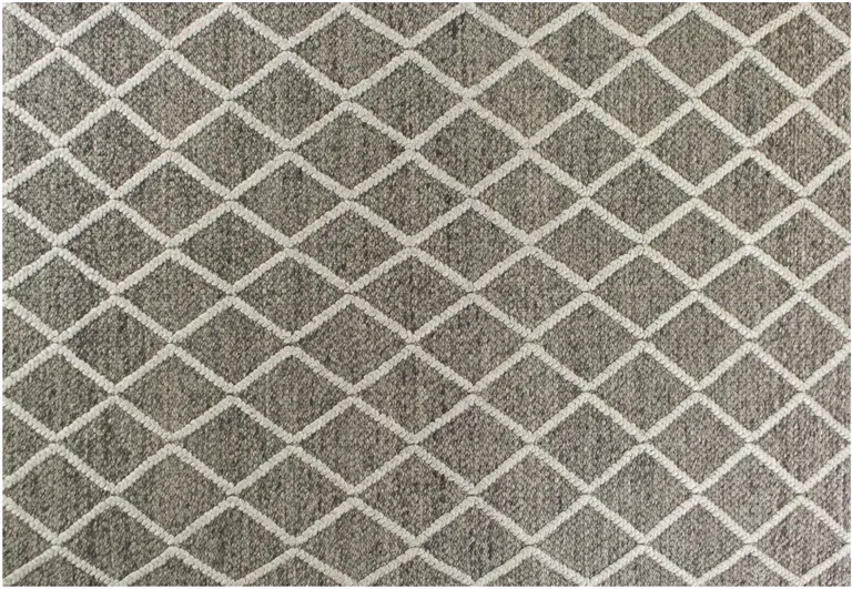 Dark Grey Hand Woven Diamond Pattern Indoor Area Rug Photo 3