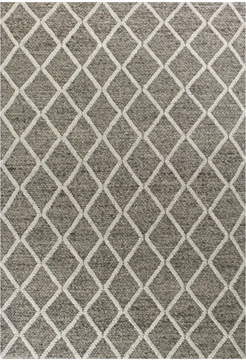 Dark Grey Hand Woven Diamond Pattern Indoor Area Rug Photo 3