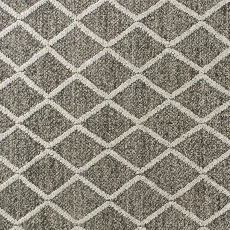 Dark Grey Hand Woven Diamond Pattern Indoor Area Rug Photo 4