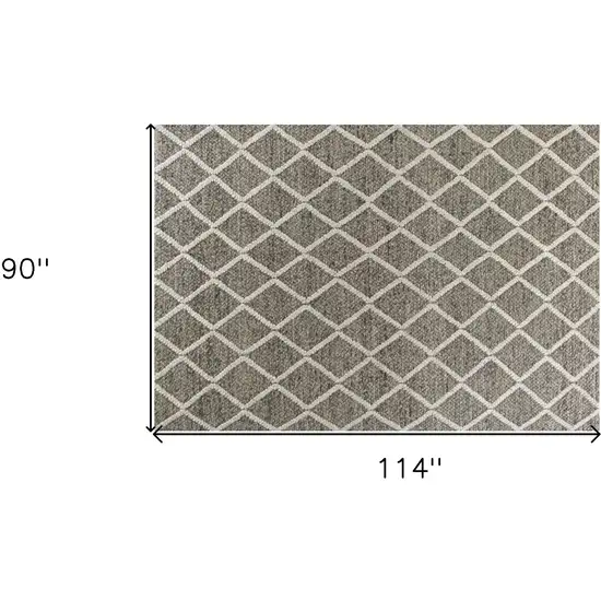 Dark Gray And Ivory New Zealand Lambs Wool Diamond Hand Woven Area Rug Photo 3