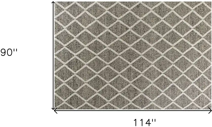 Dark Gray And Ivory New Zealand Lambs Wool Diamond Hand Woven Area Rug Photo 3