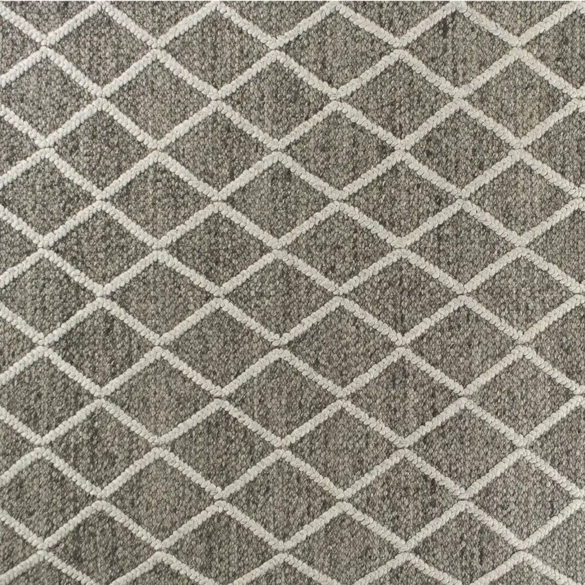 Dark Grey Hand Woven Diamond Pattern Indoor Area Rug Photo 8