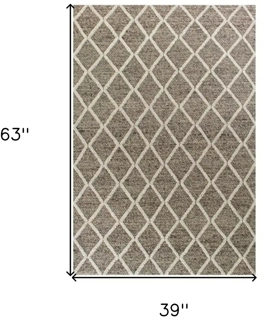 Dark Grey Hand Woven Diamond Pattern Indoor Area Rug Photo 7