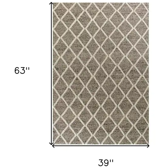 Dark Grey Hand Woven Diamond Pattern Indoor Area Rug Photo 7