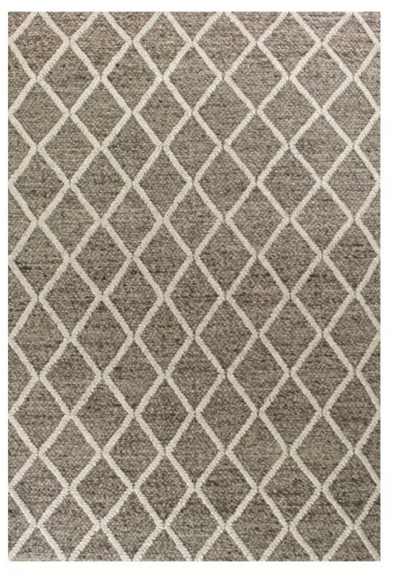 Dark Grey Hand Woven Diamond Pattern Indoor Area Rug Photo 4