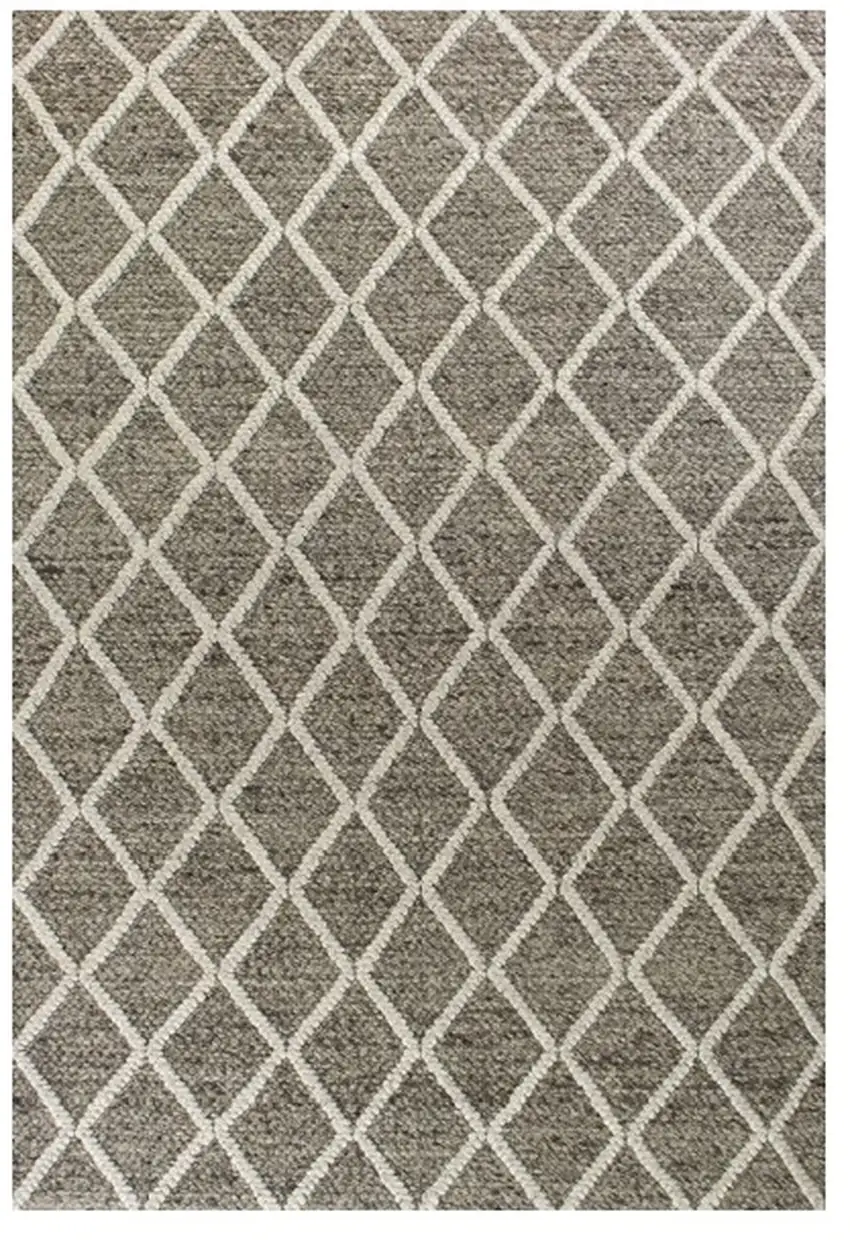 Dark Grey Hand Woven Diamond Pattern Indoor Area Rug Photo 2