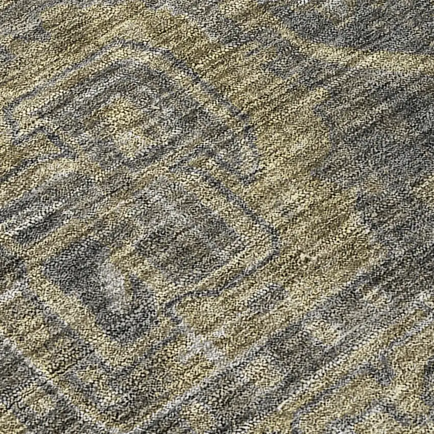 Dark Moss Green and Gray Oriental Washable Non Skid Indoor Outdoor Area Rug Photo 8