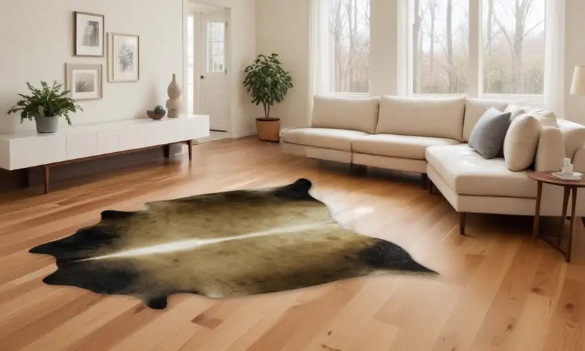 Dark Tan Genuine Cowhide Hand Knotted Area Rug Photo 1