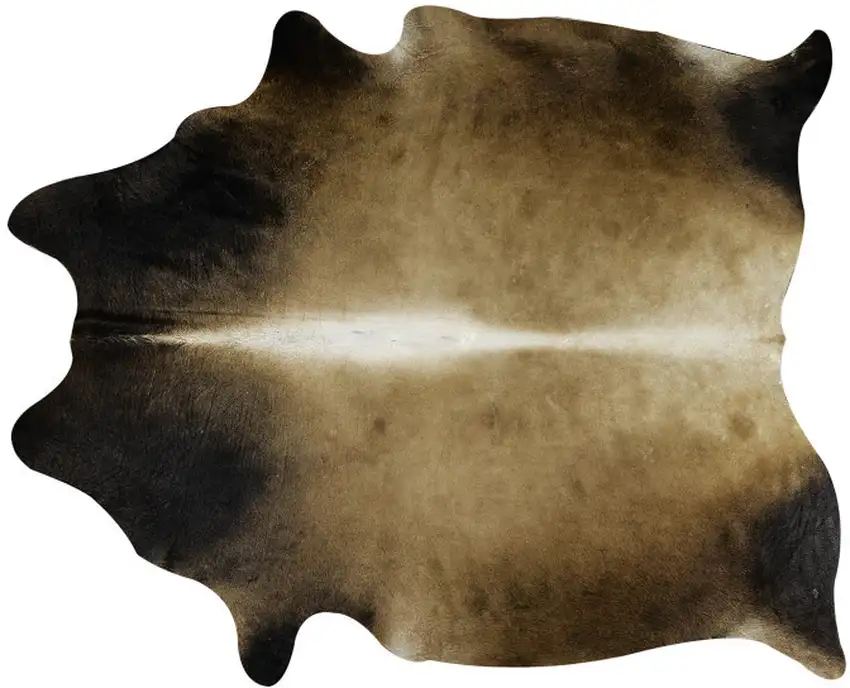 Dark Tan Genuine Cowhide Hand Knotted Area Rug Photo 2