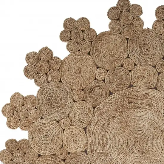 8' Natural Jute Hand Braided Round Rug Photo 6