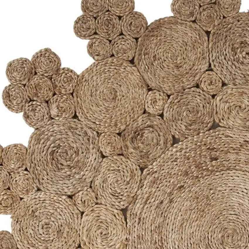8' Natural Jute Hand Braided Round Rug Photo 4