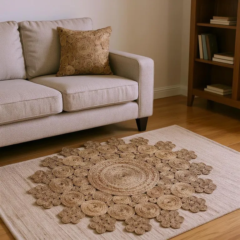 Dazzling Concentric Natural Boutique Jute Rug Photo 4