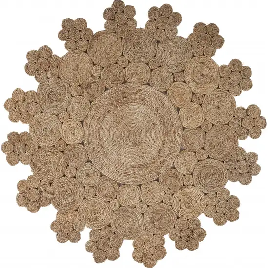 8' Natural Jute Hand Braided Round Rug Photo 1